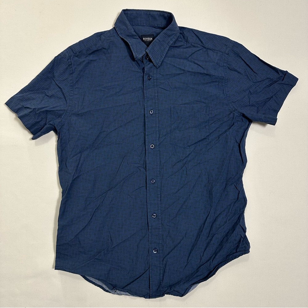Benson New York Blue Short-Sleeve Men’s Shirt Size Large
